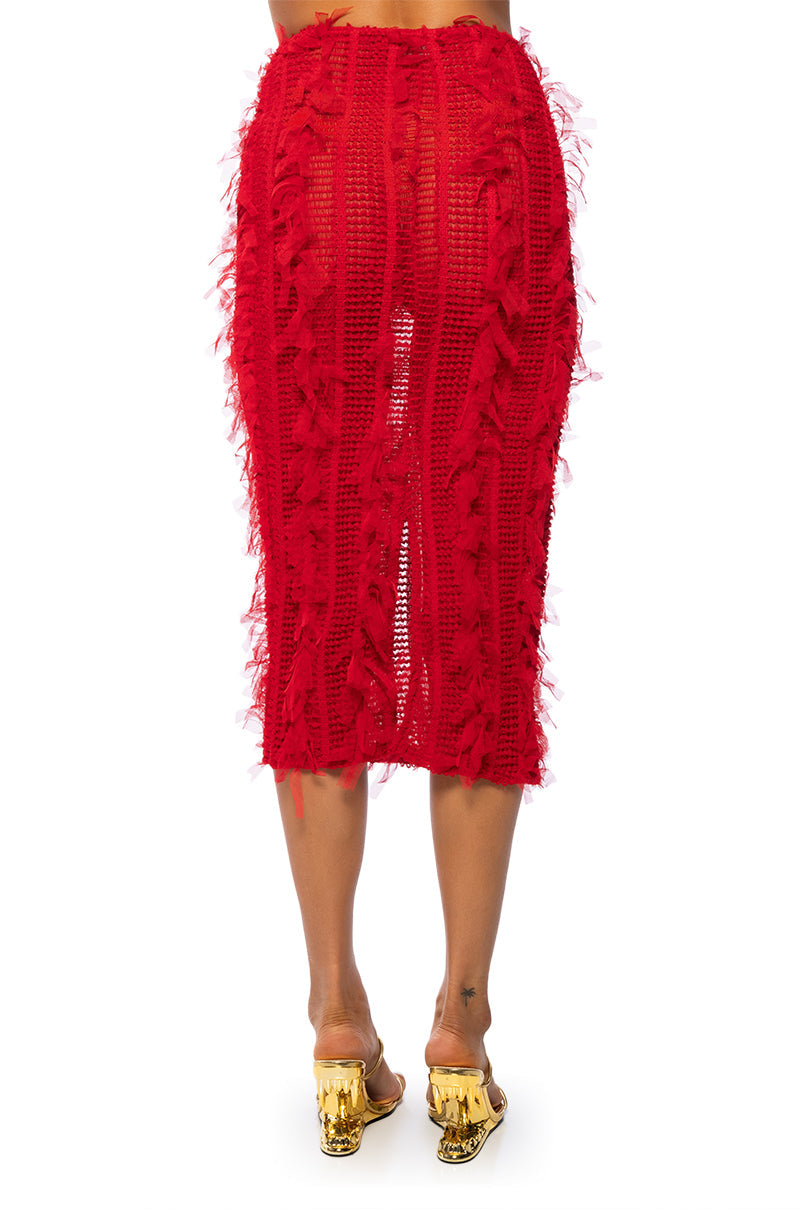 NAOMI MESH BODYCON MIDI SKIRT