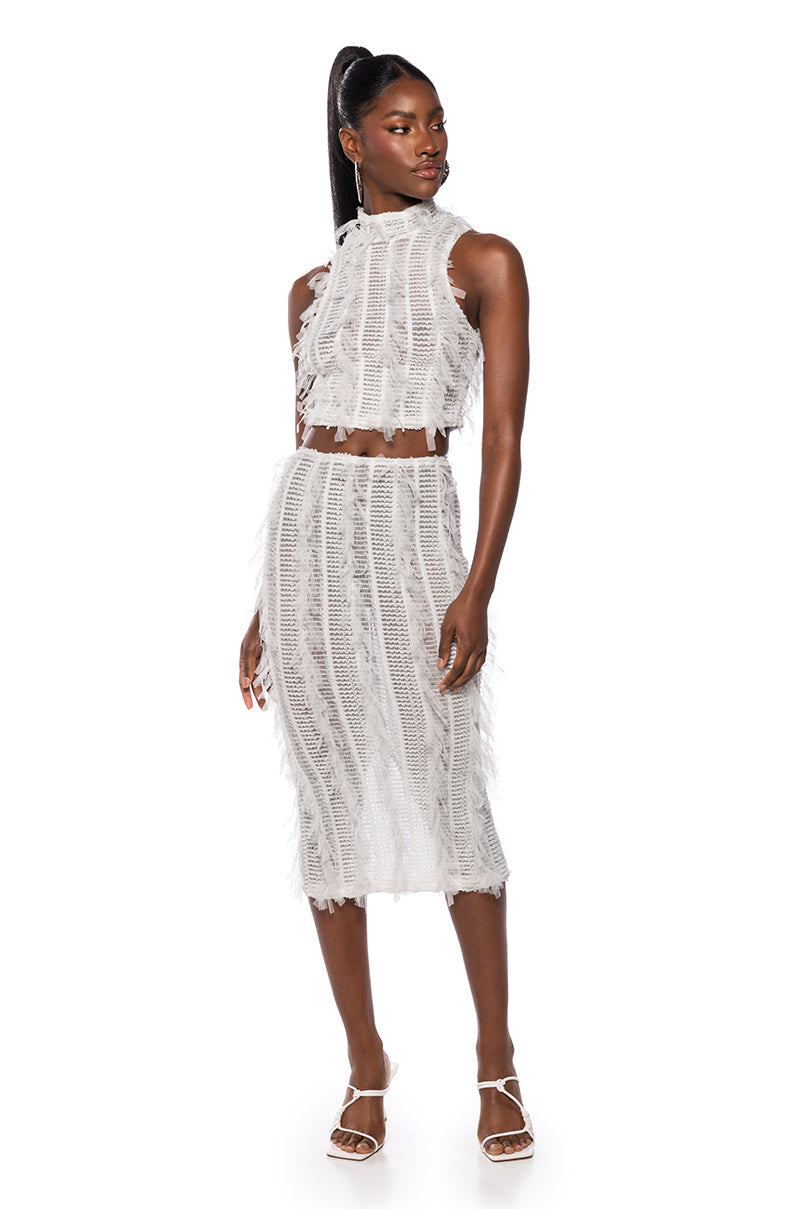 NAOMI MESH BODYCON MIDI SKIRT