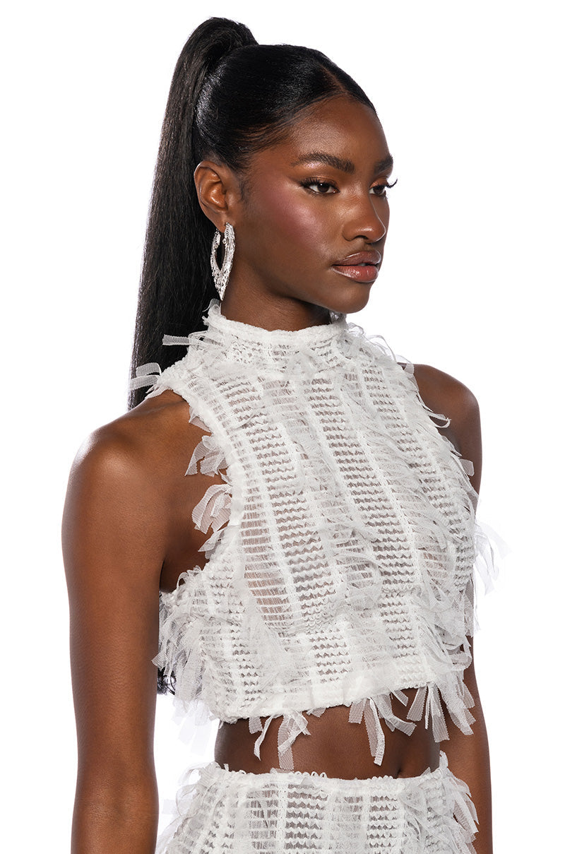 NAOMI MESH SLEEVELESS MOCKNECK TOP
