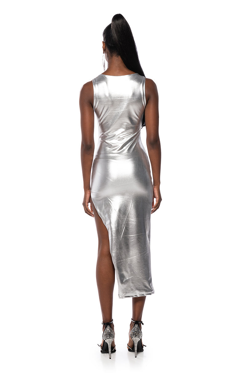 NEBULA METALLIC MIDI DRESS