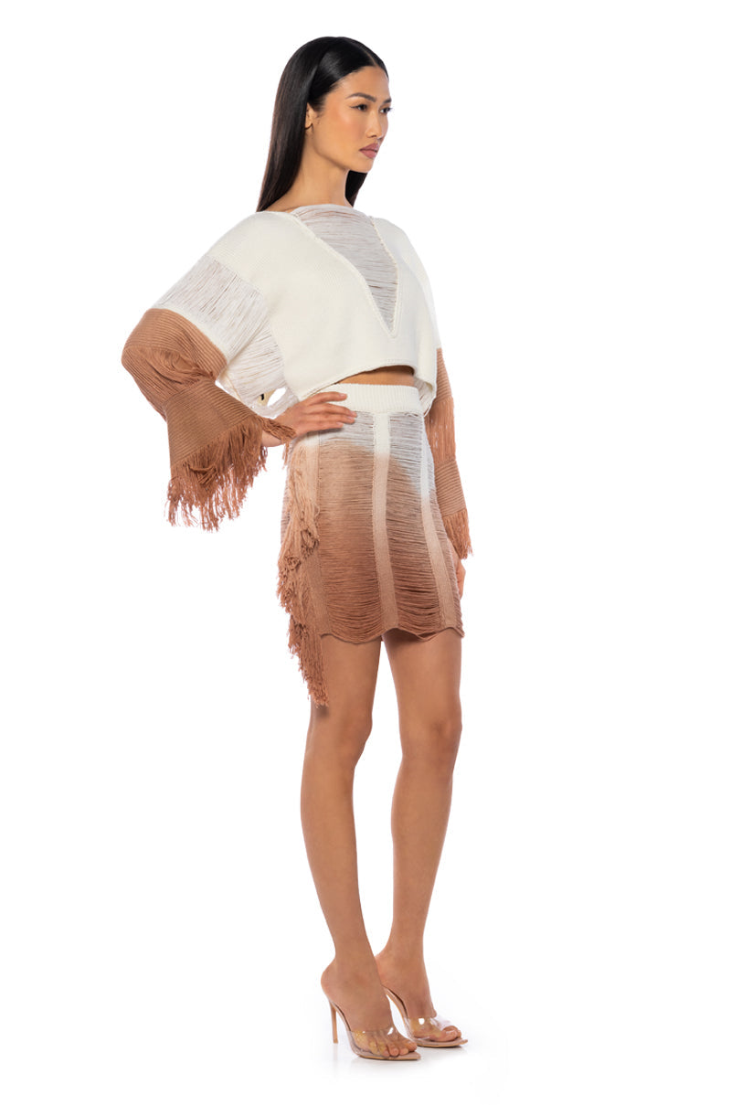 NEED A FLIGHT FRINGE CROP CARDIGAN