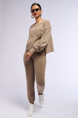 NEVER MIND BABE CROPPED MINERAL WASH SWEATSHIRT