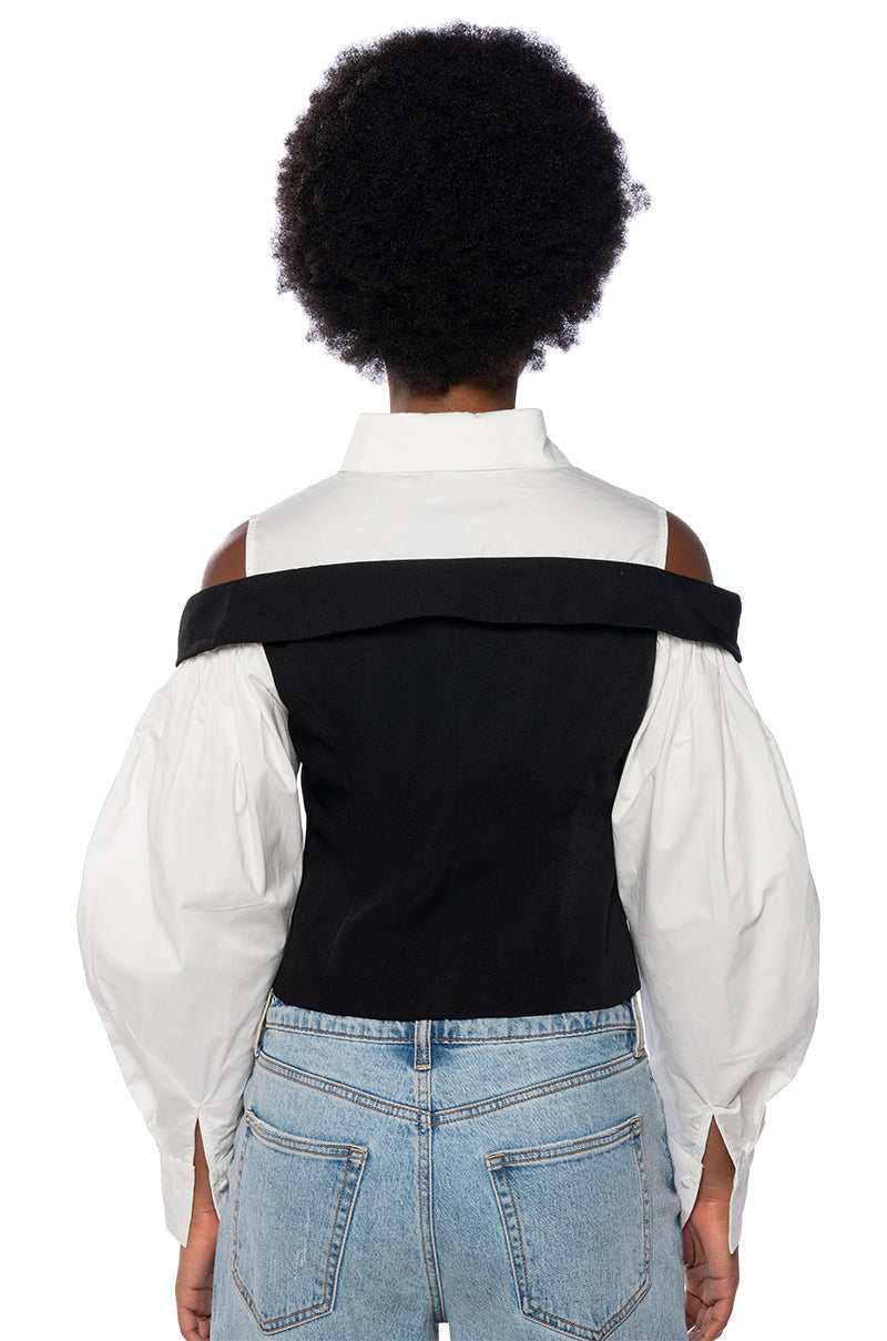 NEVER MISS A BEAT TIE DETAIL POPLIN TOP