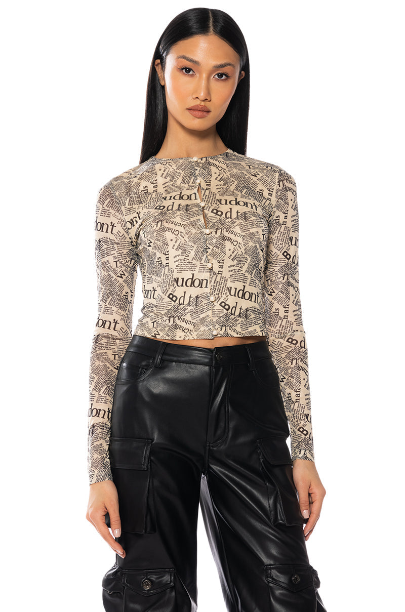 NEW NEWS PRINTED BUTTON DOWN