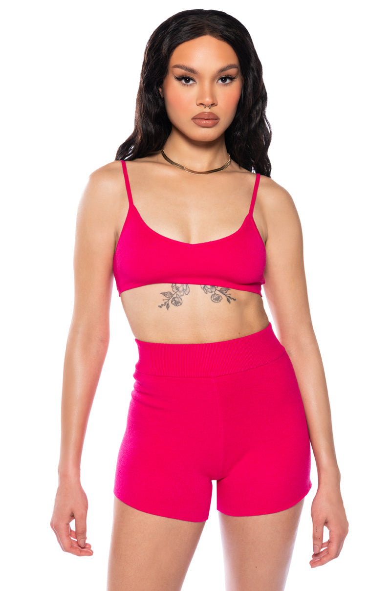 NIGHTS ALONE COZY KNIT BRALETTE TOP