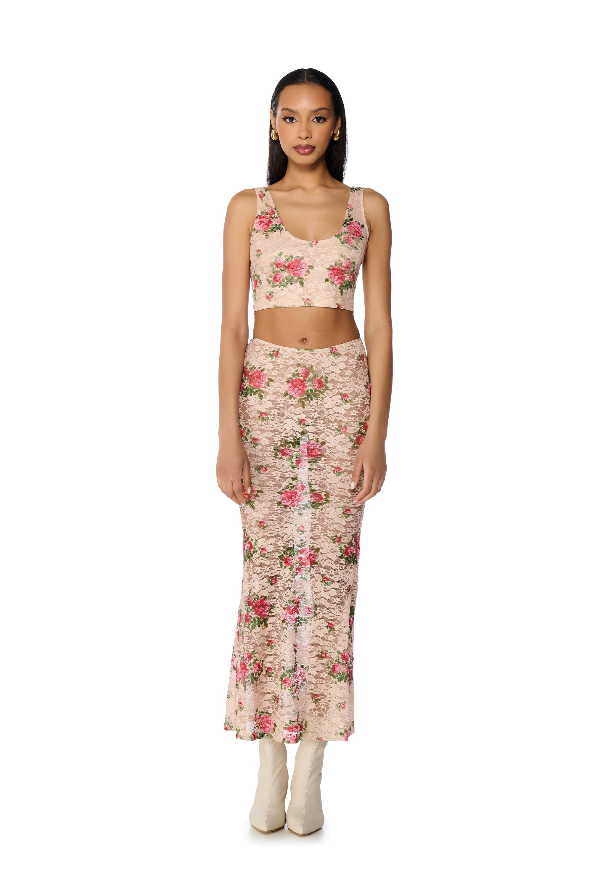 NINA FLORAL CROPPED CAMI