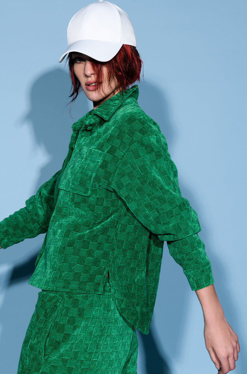 NINA TEXTURED BUTTON DOWN SHIRT