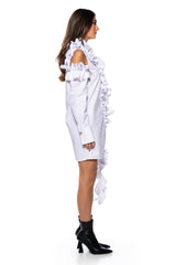 NO REST MINI WHITE CUTOUT SHIRT DRESS