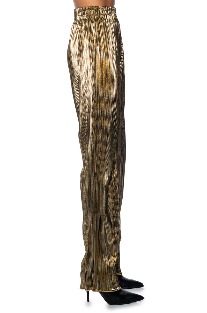 NOEL PLEATED METALLIC PALAZZO PANT