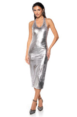 NOT SO BASIC METALLIC MIDI DRESS