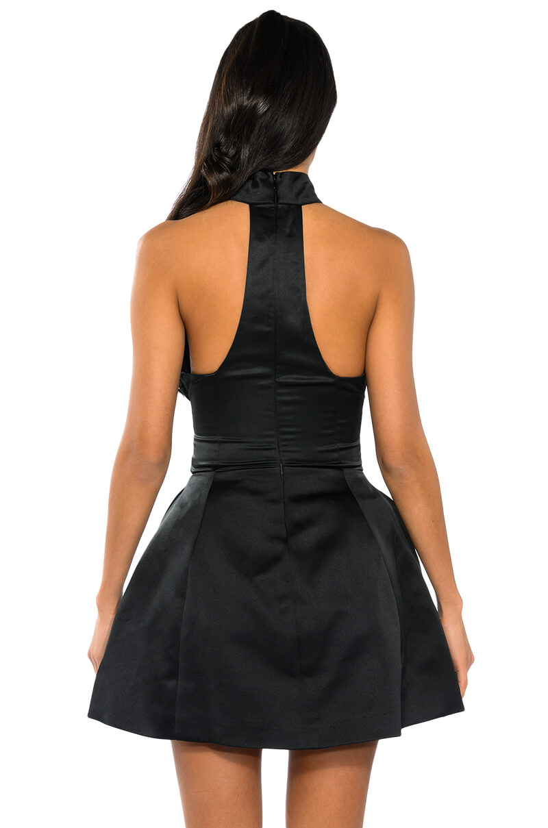 NOT YOUR BABE FLOWER DETAIL FIT AND FLARE MINI DRESS