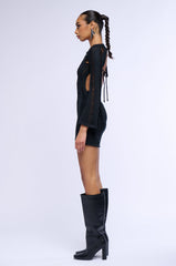 NOTHING PHASES ME KNIT MINI DRESS IN BLACK
