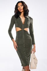 NOTHING TO PROVE MIDI DRESS WITH WAIST CUT OUT