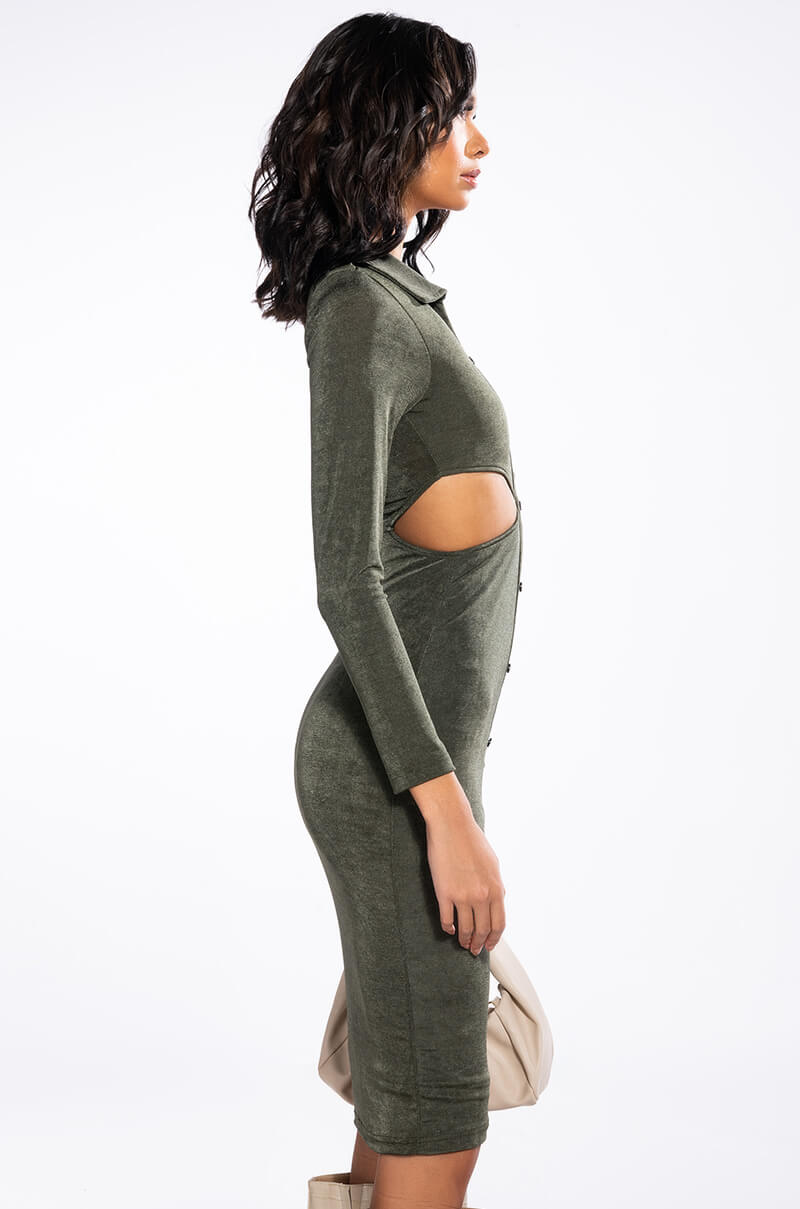 NOTHING TO PROVE MIDI DRESS WITH WAIST CUT OUT