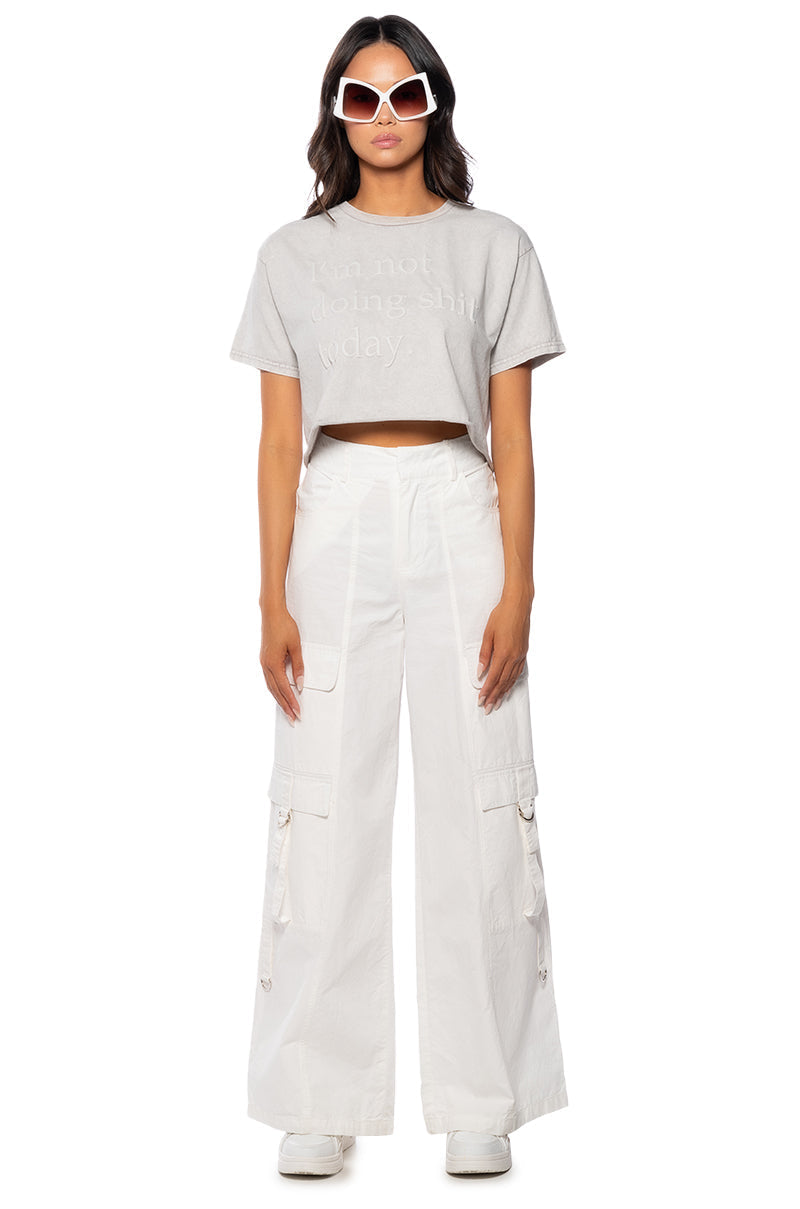 NOTHING TODAY EMBROIDERED CROP TOP