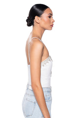 NUMBER ONE EMBELLISHED DEEP V BODYSUIT