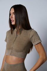 ON THE GO RIBBED ZIP UP TOP