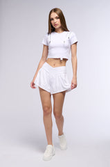 ON THE MOVE RUFFLE SHORT IN WHITE