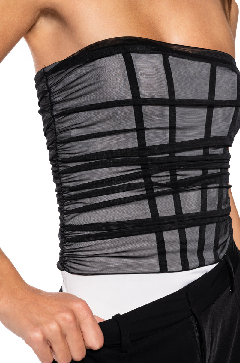 ONE KISS MESH CORSET STYLE BODYSUIT