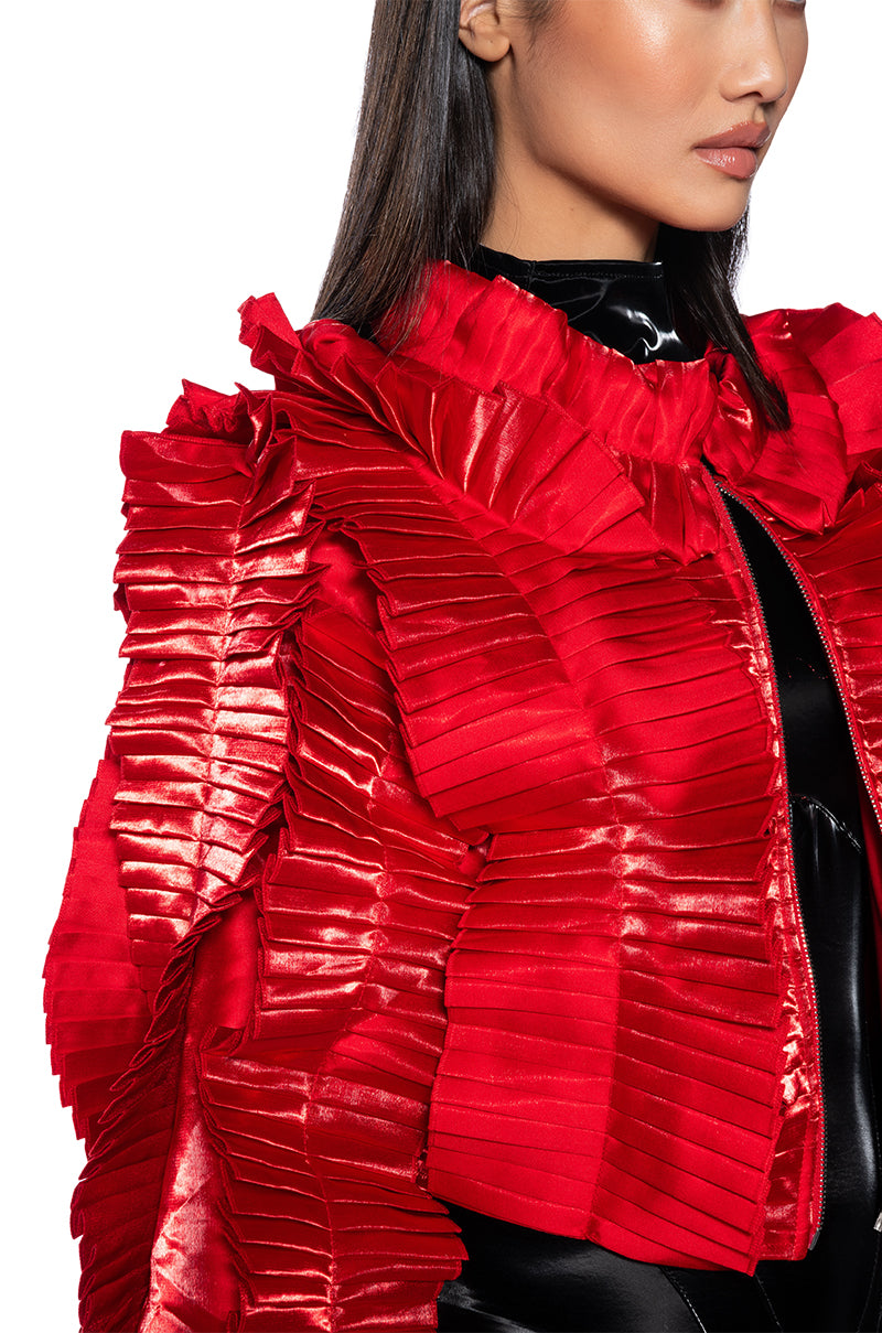 ONE NIGHT RUFFLE ZP UP BOMBER