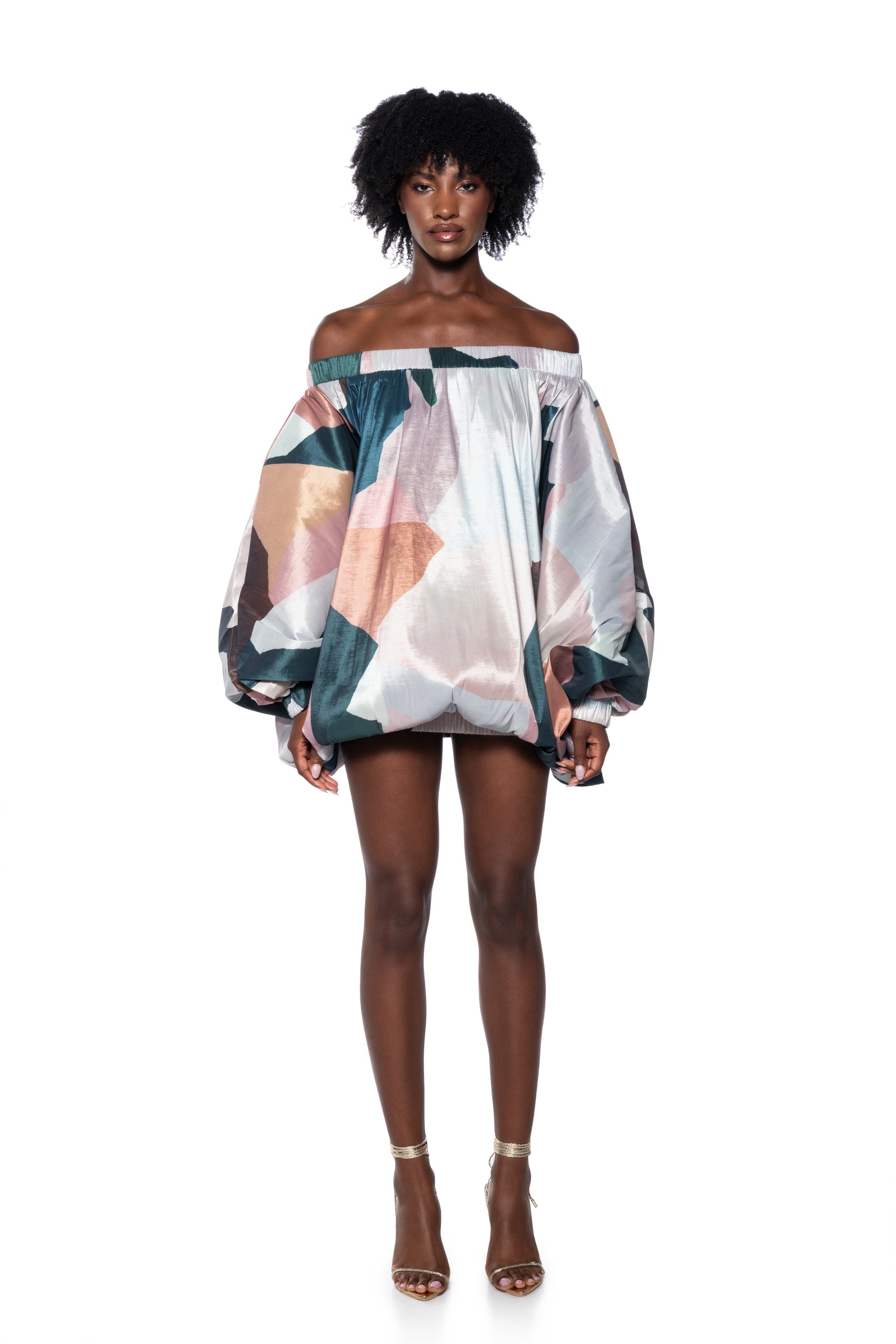 OUT FOR BRUNCH PATTERNED MINI DRESS