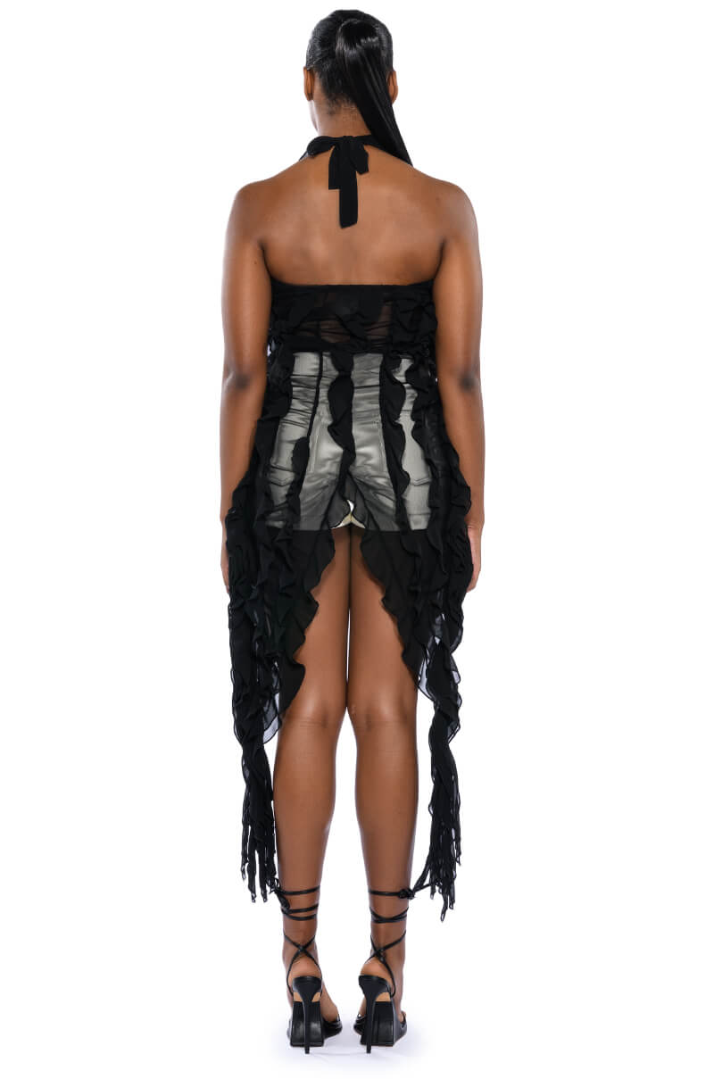 OUT OF MY LEAGUE ONE SHOULDER RUFFLE DRAPED TOP