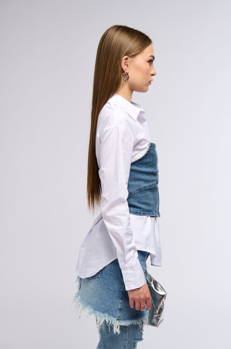 OUTSIDE ALL NIGHT BUTTON DOWN BLOUSE