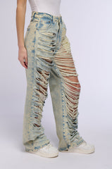 OVER IT DISTRESSED HIGH RISE JEANS