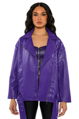 OVERSIZED SATURATED PURPLE MOTO JACKET