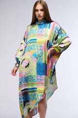 PAISLEY DREAMS PRINTED ASYMMETRICAL MIDI DRESS
