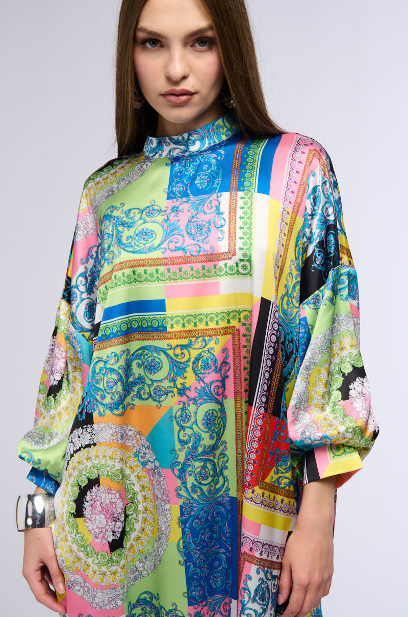 PAISLEY DREAMS PRINTED ASYMMETRICAL MIDI DRESS
