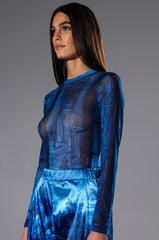 PARADISE LONG SLEEVE ABSTRACT BODY SUIT