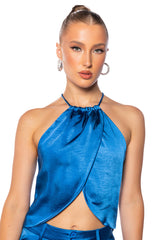 PARADISE HALTER SATIN TOP