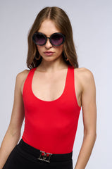 PAXTON SCOOP NECK BODYSUIT IN RED