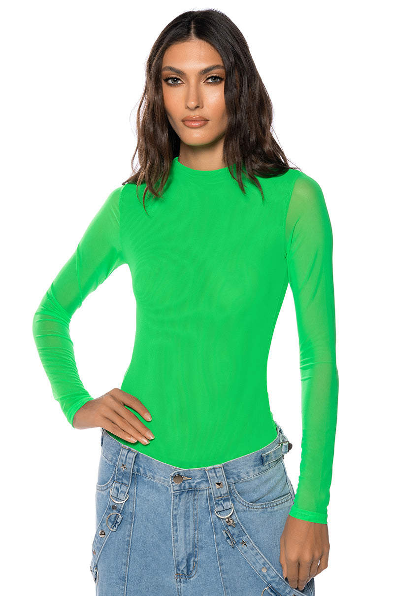 PAXTON SEXY DOUBLE MESH LONG SLEEVE BODYSUIT