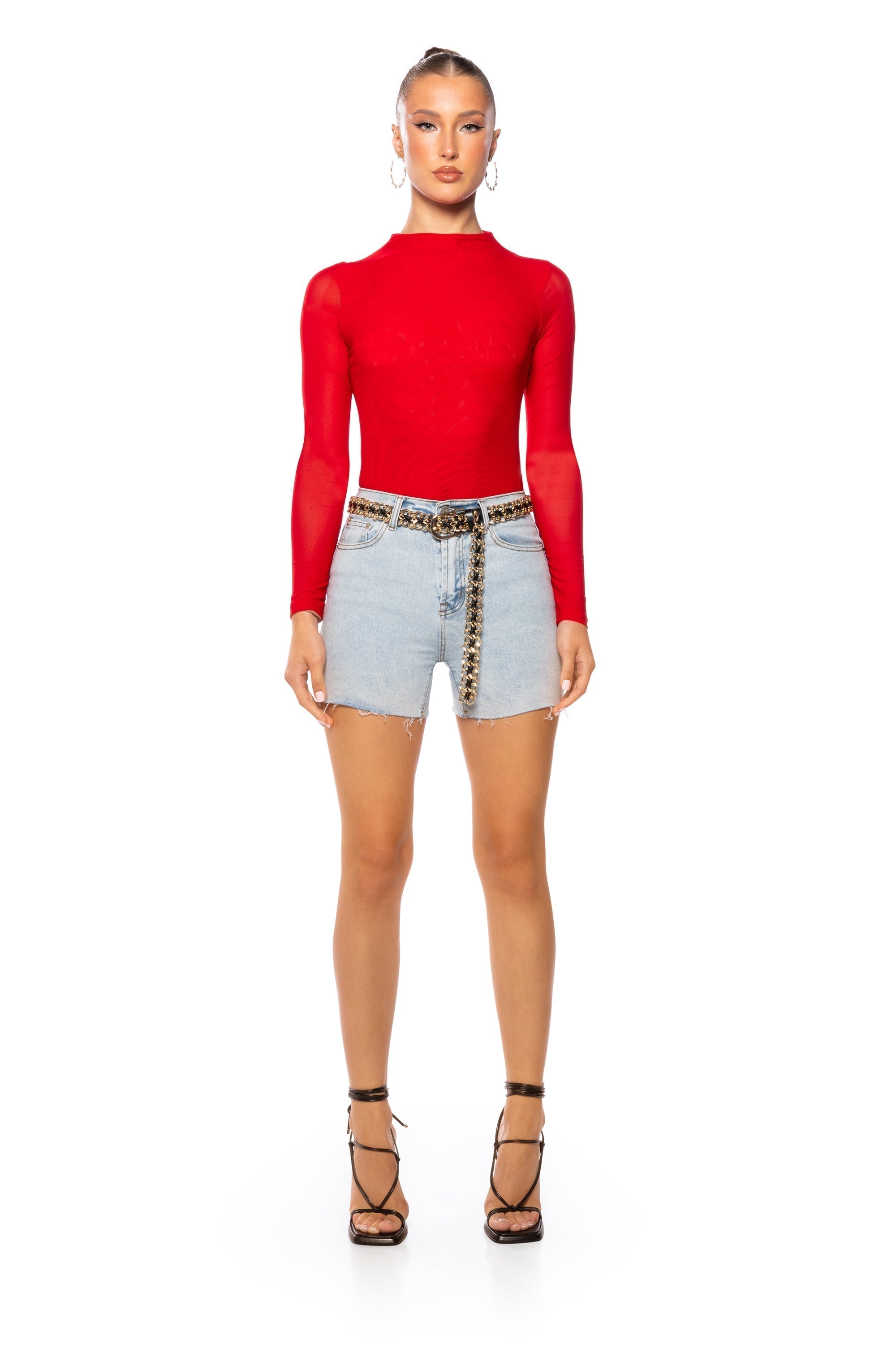 PAXTON SEXY DOUBLE MESH LONG SLEEVE BODYSUIT