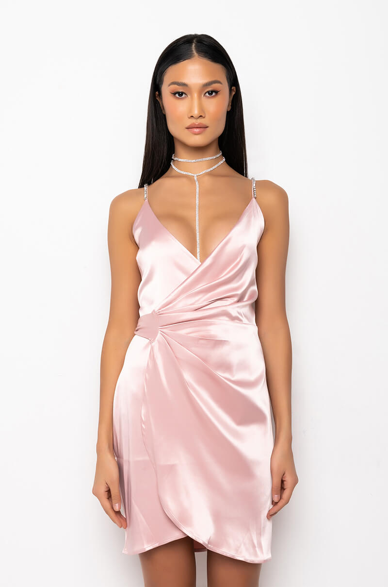 PICTURE READY WRAP FRONT MINI DRESS