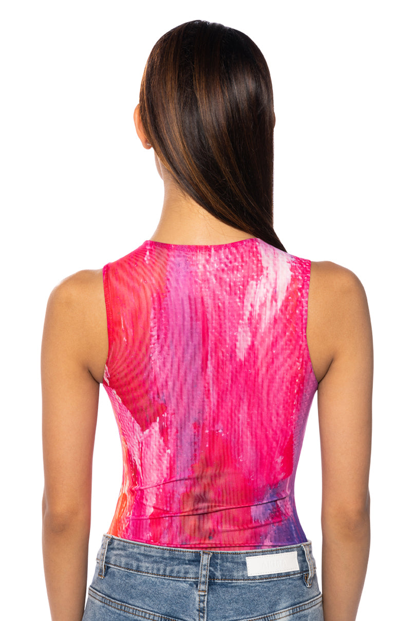 PINK PARADISE SLEEVELESS MESH BODYSUIT