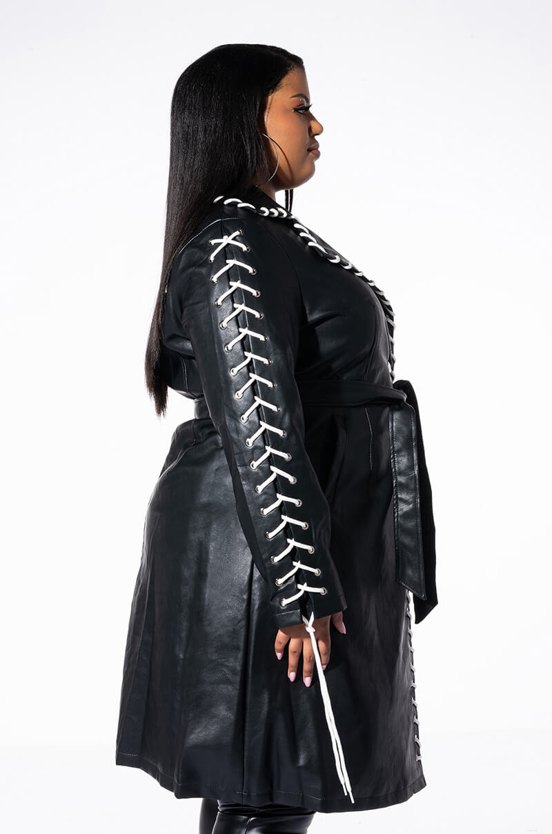 PLUS ALL THE SMALL THINGS PU TRENCH WITH LACE UP