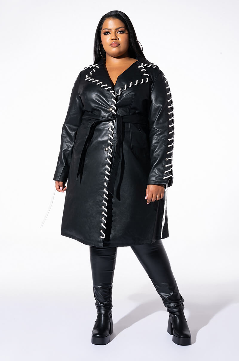 PLUS ALL THE SMALL THINGS PU TRENCH WITH LACE UP