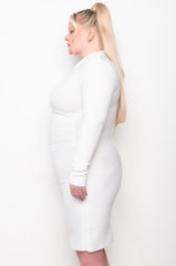 PLUS CELESTE LOW V BANDAGE MIDI DRESS