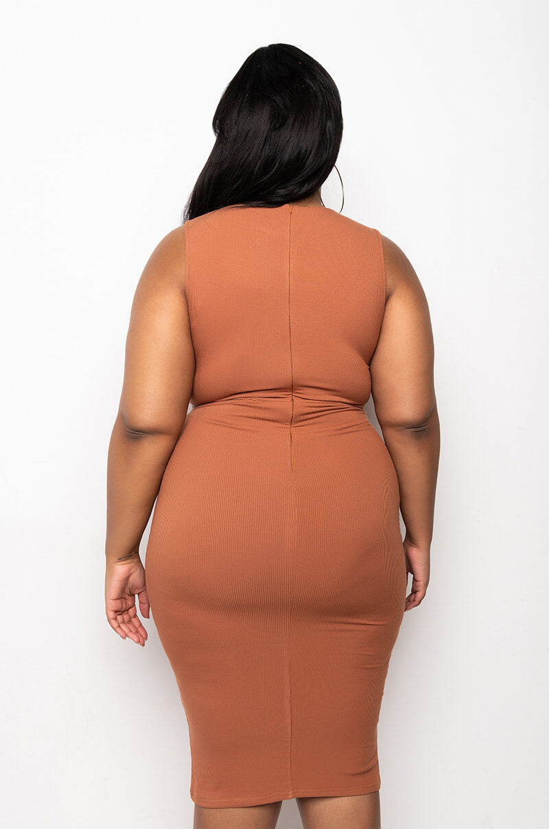 PLUS GOOD INTENTIONS MIDI DRESS WITH WAIST CUTOUTS