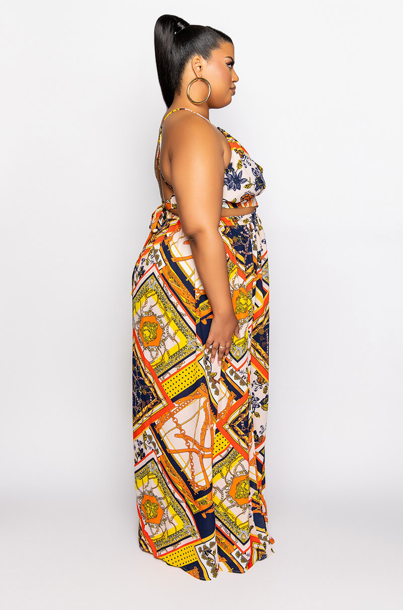 PLUS HERE FOREVER PRINTED MAXI DRESS
