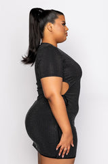 PLUS LEVEL UP T SHIRT DRESS WITH SIDE CUT OUT