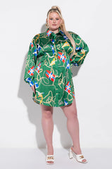 PLUS THIS WAY PLEASE BUTTON UP MINI DRESS