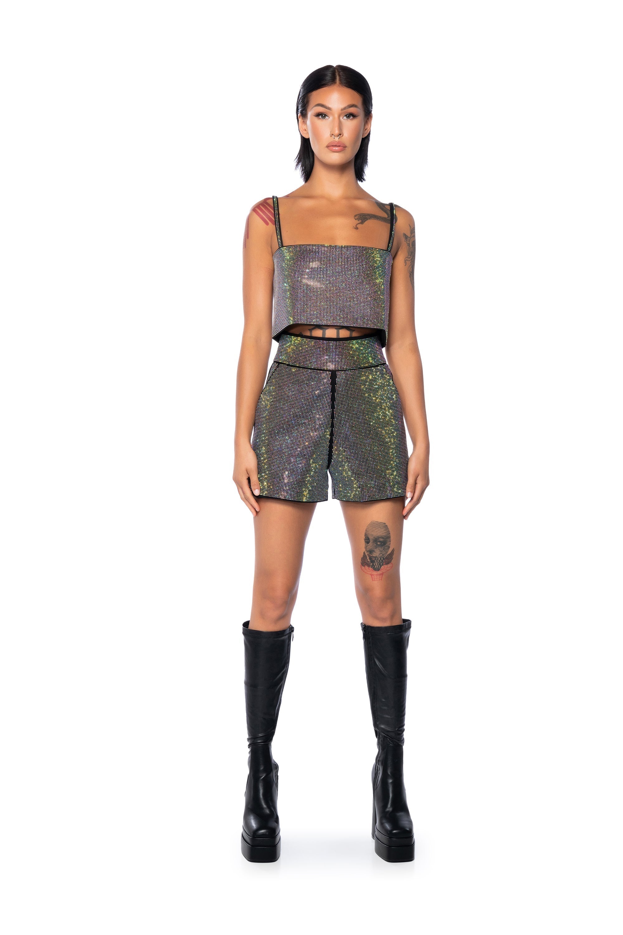 POP STAR HOT FIX RECTANGLE CROP TOP