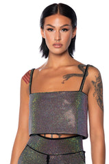 POP STAR HOT FIX RECTANGLE CROP TOP