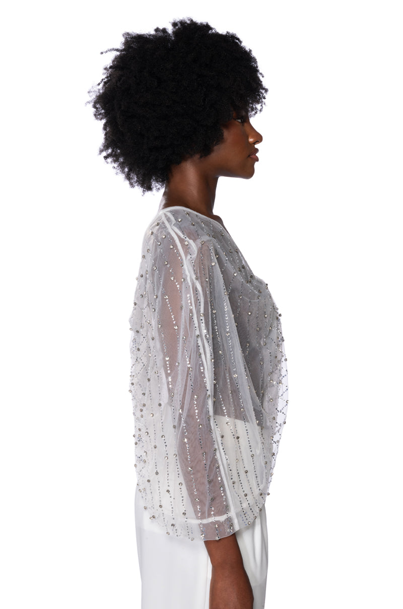 PRETTY AND SIMPLE SHEER EMBELLISHED TOP