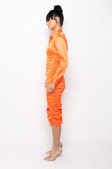 PRETTY DRESS PRETTY FACE RUCHED MIDI DRESS