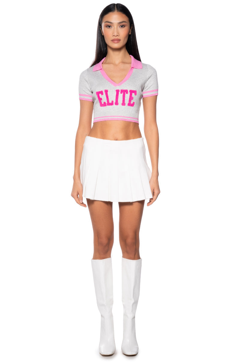 PRETTY ELITE CROPPED COLLARED SWEATER